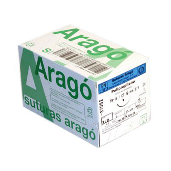 SUTURA POLIPROPILENO 5/0 AGUJA 3/8 TB12 - 16MM, 75CM